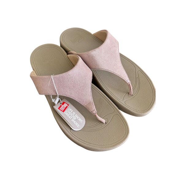 Fitflop Lulu Shimmer Suede Nude Sandals Comfort Lightweight Summer Flip Flops - Picture 1 of 10